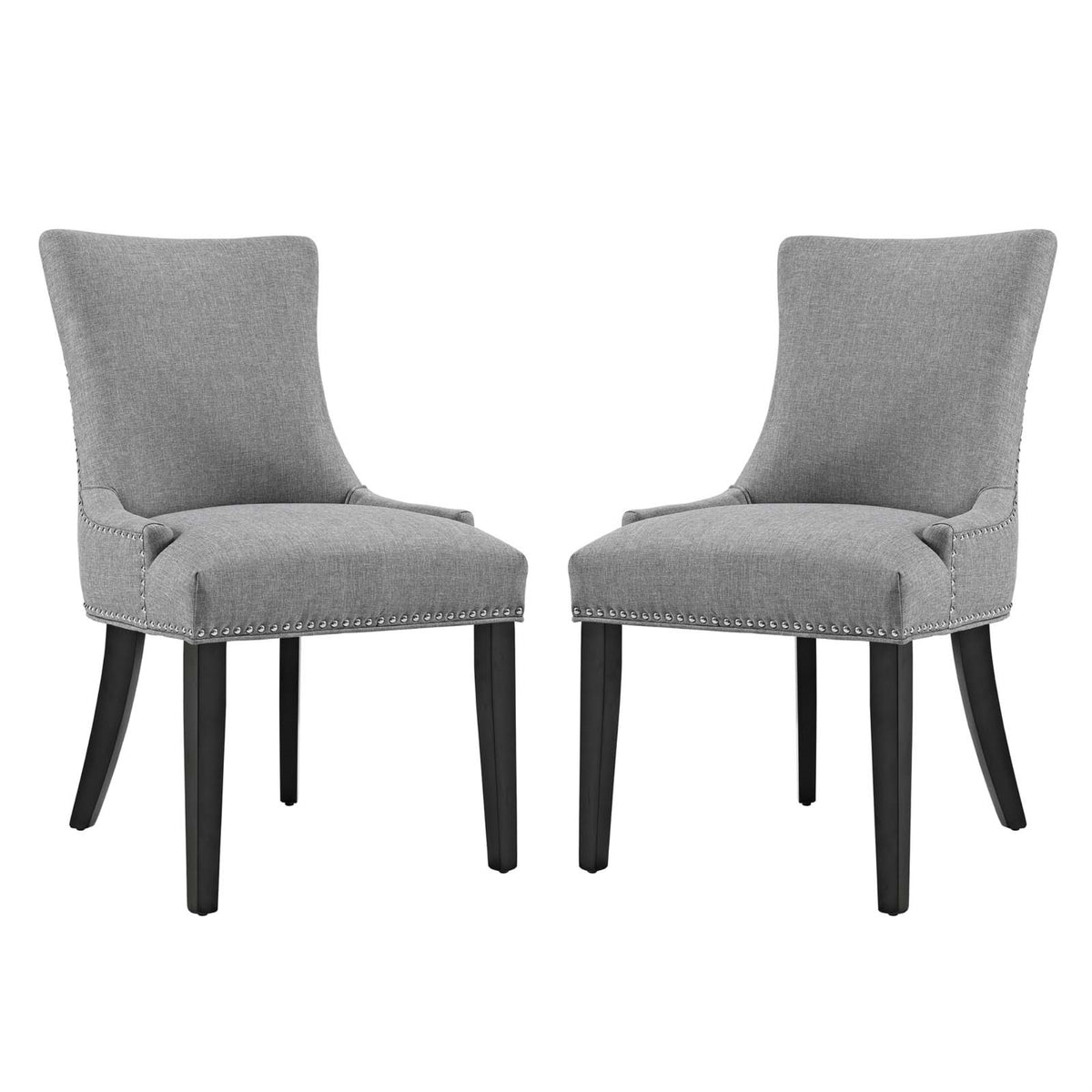 Marquis Dining Side Chair Set of 2 - Elegant Hourglass Back, Nailhead Trim, Non-Marking Foot Caps, Tapered Wood Legs, Padded Sea
