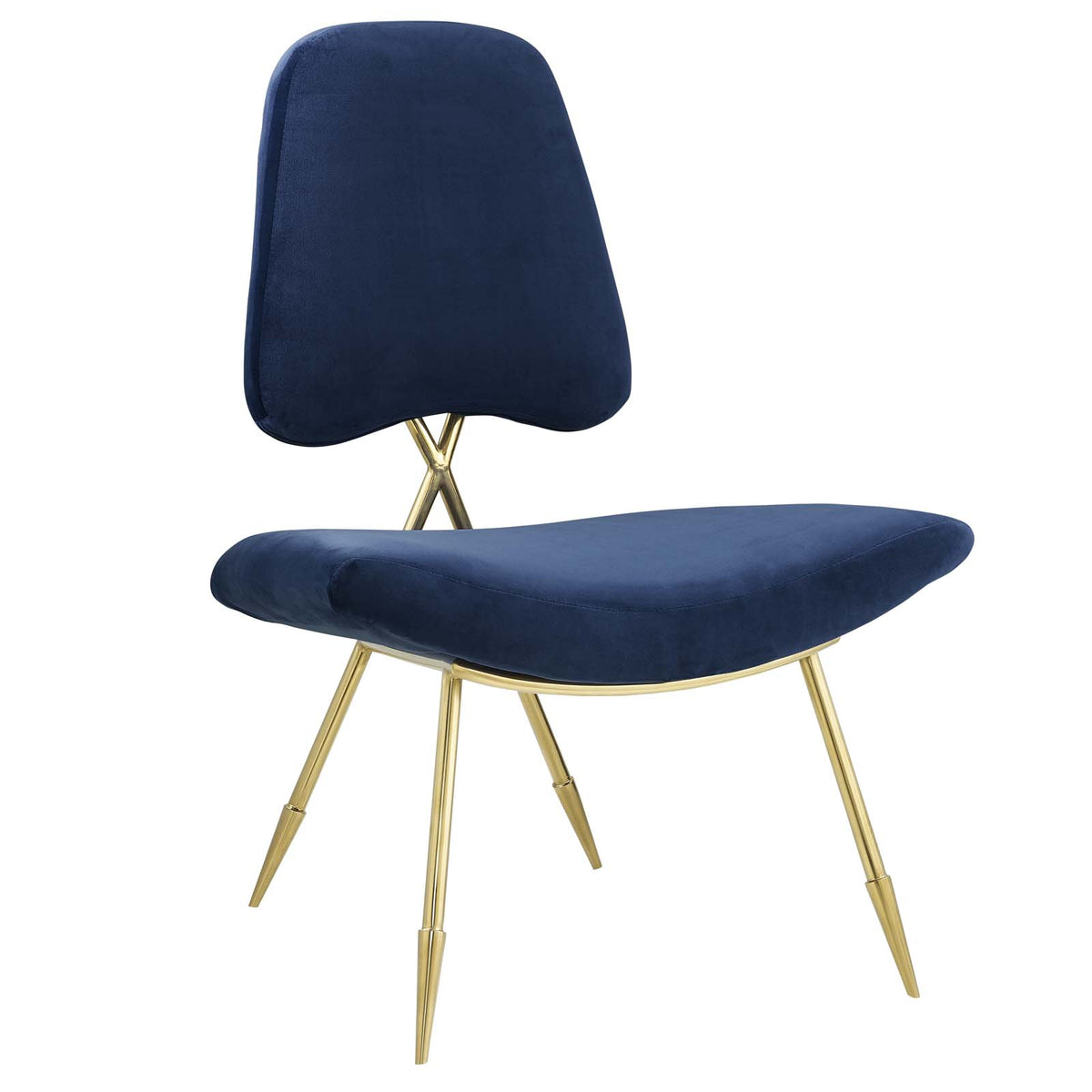 Ponder Upholstered Velvet Lounge Chair  Navy