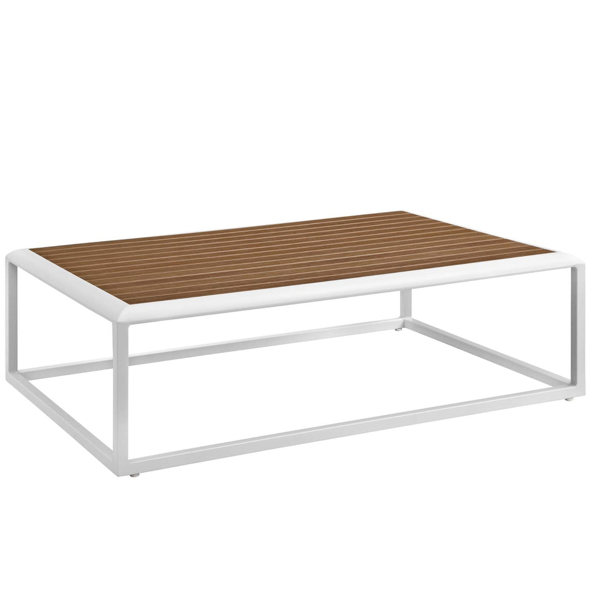 Stance Outdoor Collection: Modern and Stylish Aluminum Coffee Table for Patio - White Natural. Versatile and Durable Design, Per