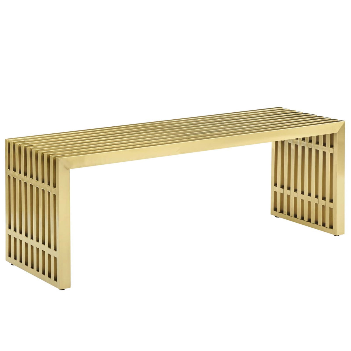 Gridiron Tubular Stainless Steel Bench - Gold | Sleek Design, Transcends Boundaries | Ideal for Reception Rooms & Living Areas
