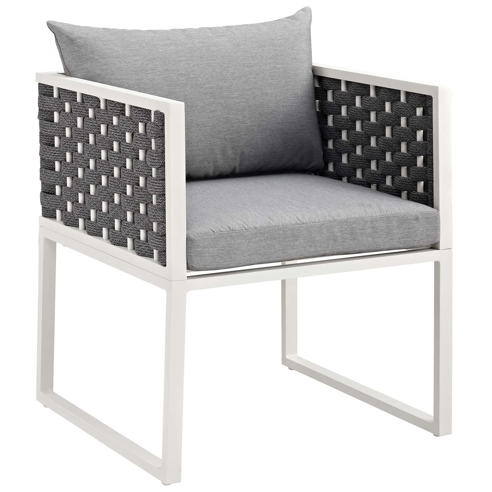 Stance Outdoor Patio Aluminum Dining Armchair  White Gray