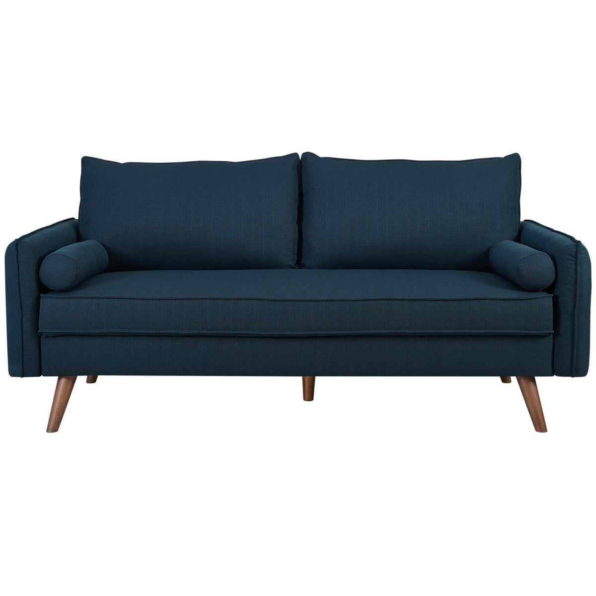 Revive Cozy and Refined Sofa with Bolster Pillows - Azure, Stylish Splayed Wood Legs, Compact Shipping Box, Ultimate Lounging Ha