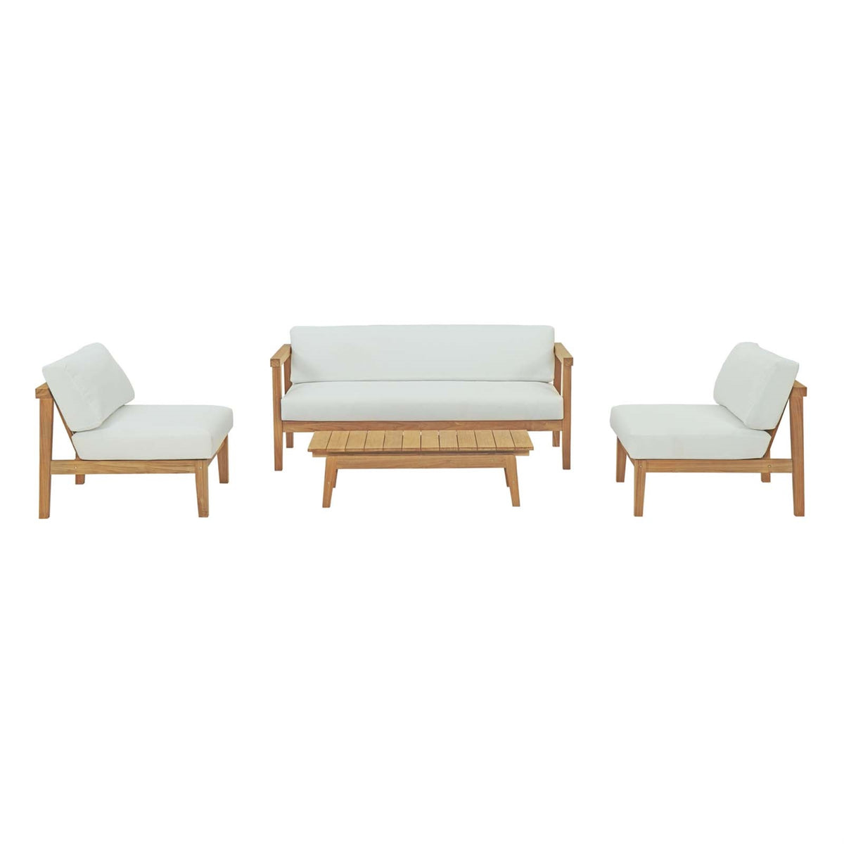 Bayport Teak Outdoor Collection - Relaxation & Tranquility | Durable Teak Wood | All-Weather White Cushions | Assembly Required 