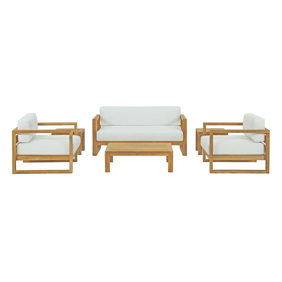 Upland Teak Outdoor Collection - Durable Teak Wood Furniture with All-Weather White Cushions. Ideal for Balconies, Patios, Garde