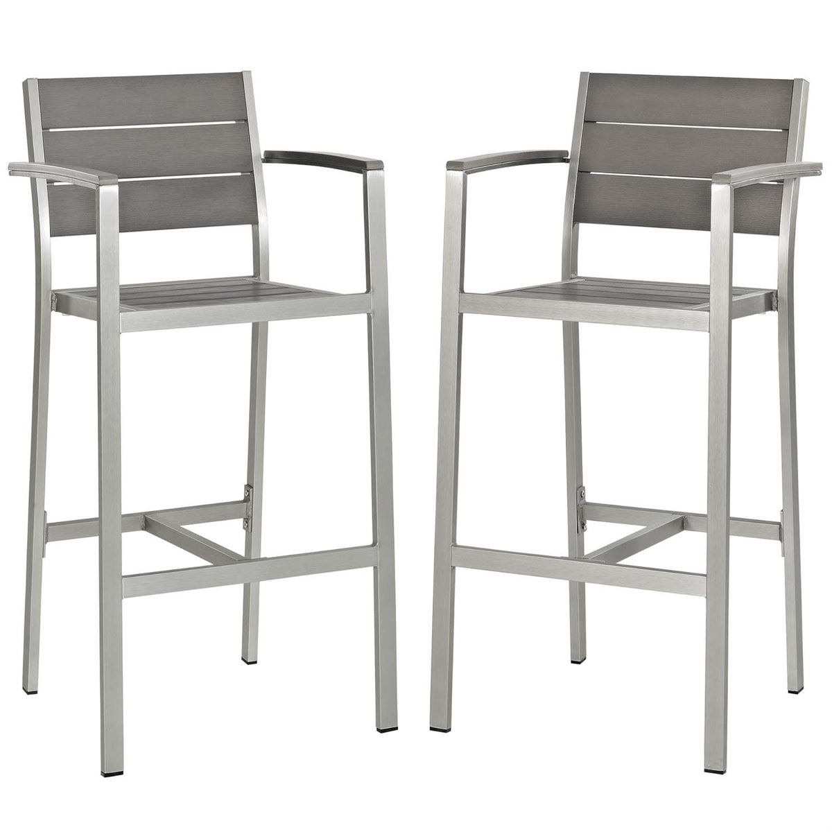 Shore Outdoor Patio Bar Stool Set of 2 - Anodized Aluminum Frame - Elegant Gray Design - Perfect for Outdoor Relaxation
