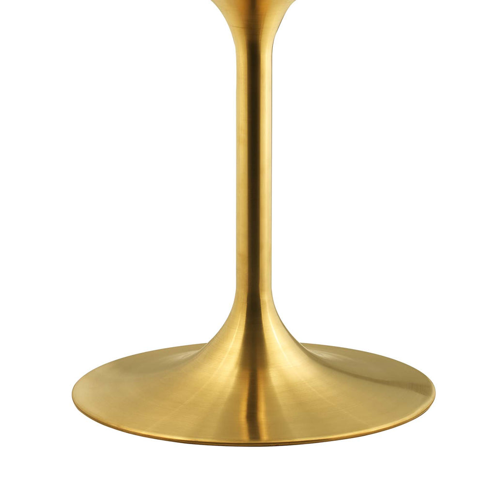 Modway Lippa 54" Mid-Century Dining Table with Round Artificial Marble Top in Gold White
