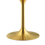 Modway Lippa 54" Mid-Century Dining Table with Round Artificial Marble Top in Gold White