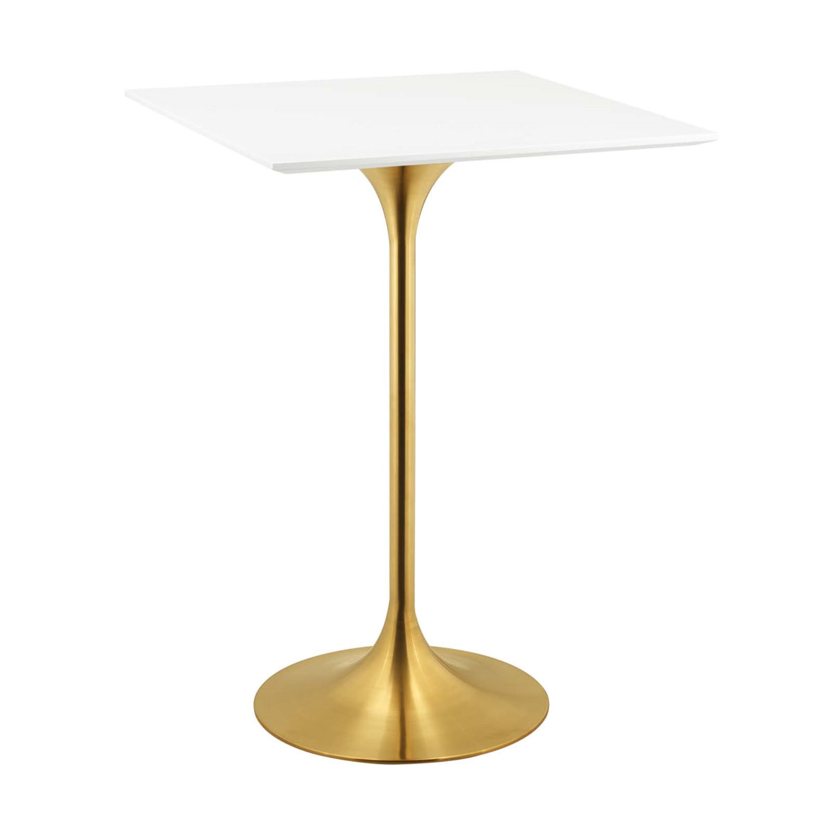 Lippa 28'' Square Bar Table - Iconic Modern Design, Scratch-Resistant Finish, Metal Tapered Base, White Top