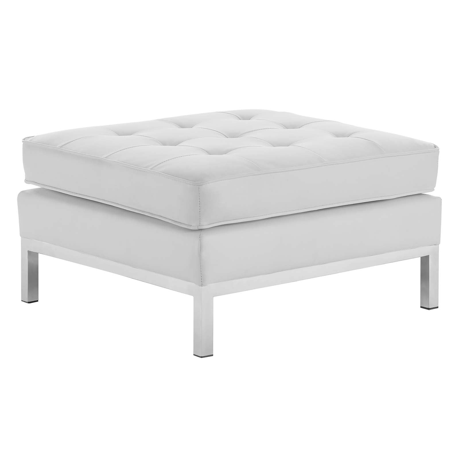 Casafoyer Loft Tufted Button Ottoman | Luxurious Faux Leather | Sleek Design