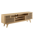 Ergode 71'' TV Stand - Mid-Century Modern Media Console with Adjustable Shelves, Walnut Grain Laminate - Fits TVs up to 78''