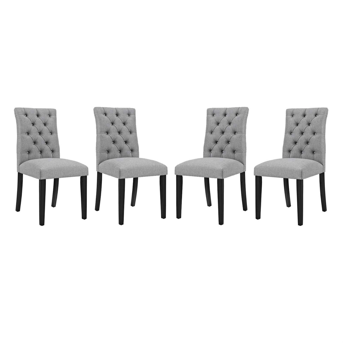 Elegant Duchess Dining Chair Set of 4 - Curved Design, Tufted Button Back, Comfortable Foam Padding, Opulent Fabric Upholstery, 