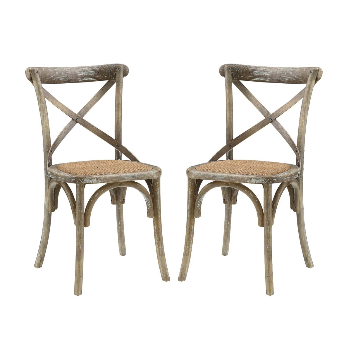 Rustic-Contemporary Dining Side Chairs - Set of 2, Exposed Wooden Backrest, Tapered Legs, Fully Assembled, Ideal for Country Cot