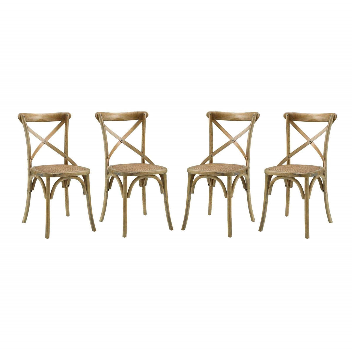 Yardlio Vintage Charm Dining Side Chair Set | Exposed Wood Backrest | Rustic Sophistication