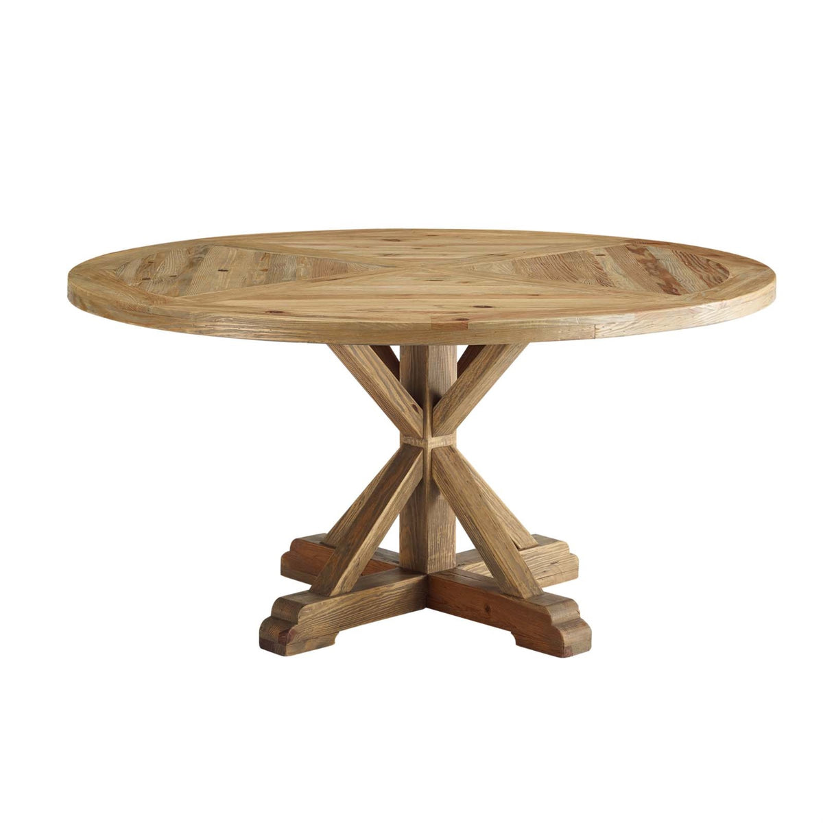 Stitch 59'' Round Pine Wood Dining Table - Exquisite Design for Modern Farmhouse, Rustic, Industrial, or Ranch Style Homes. Spac