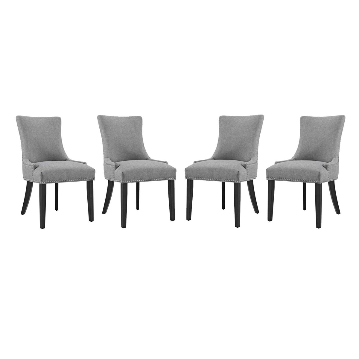 Elegant Marquis Dining Side Chair Set of 4 - Stylish Hourglass Back, Nailhead Trim, Non-Marking Foot Caps, Tapered Wood Legs, Hi