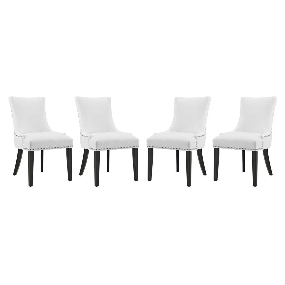 Marquis Dining Chair Set of 4 - Sophisticated Button Tufted Design, Antique Copper Nailhead Trim, Comfortable Foam Padding, Soli