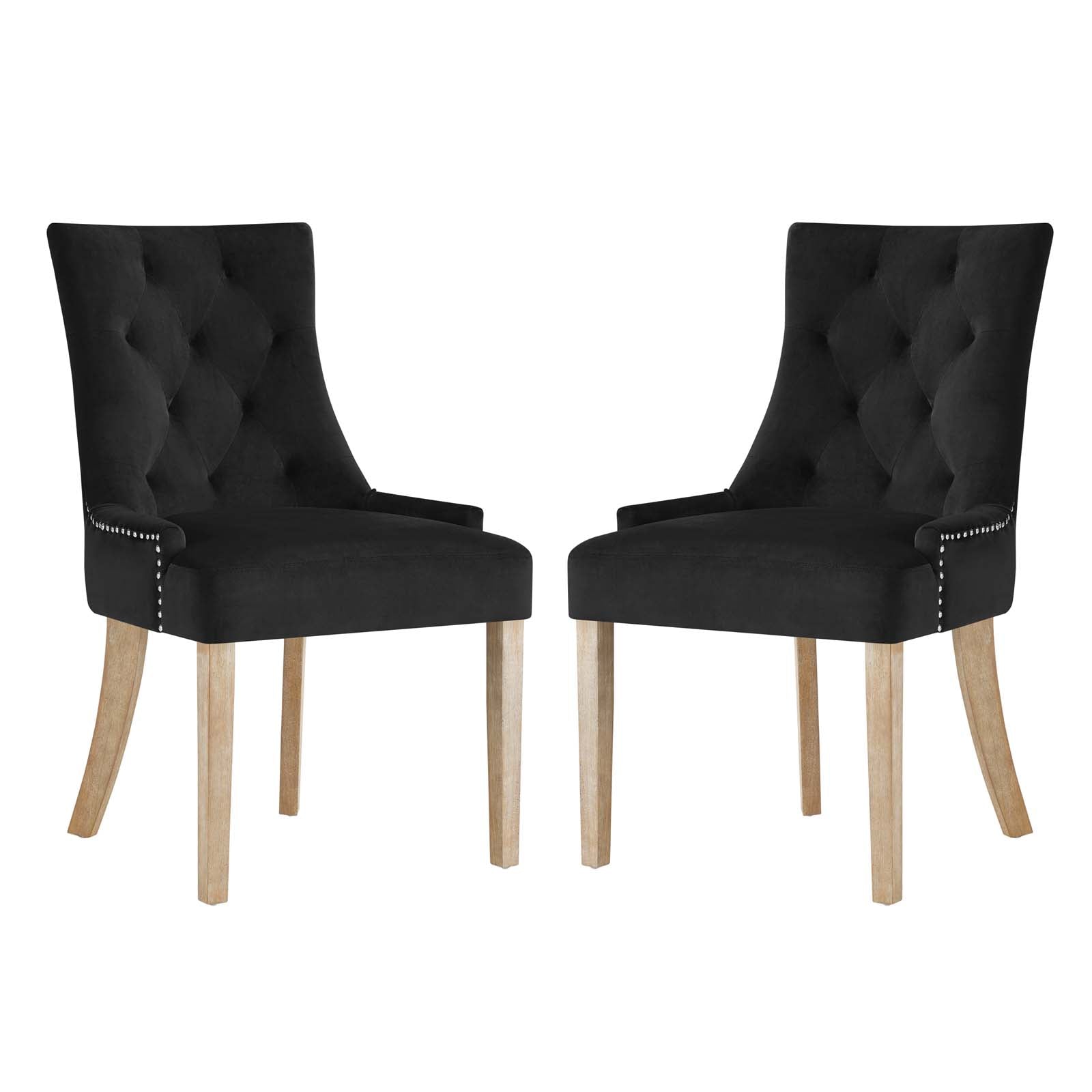 Pose Dining Chair Velvet Set of 2  Black