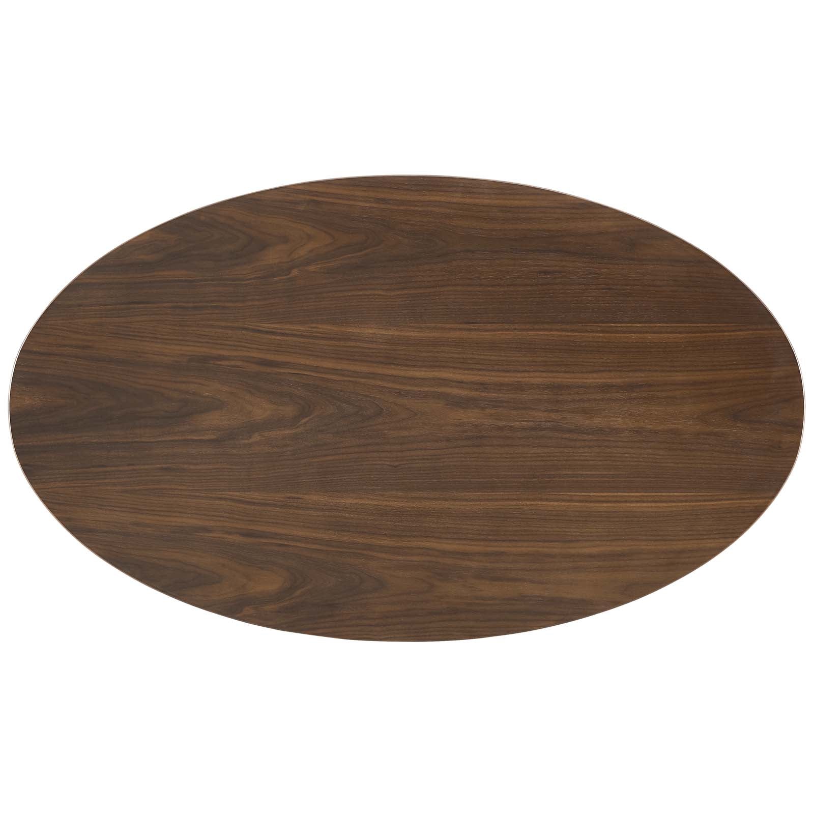 Modway Lippa Mid-Century Modern 48" Oval Coffee Table With Walnut Top and White Base