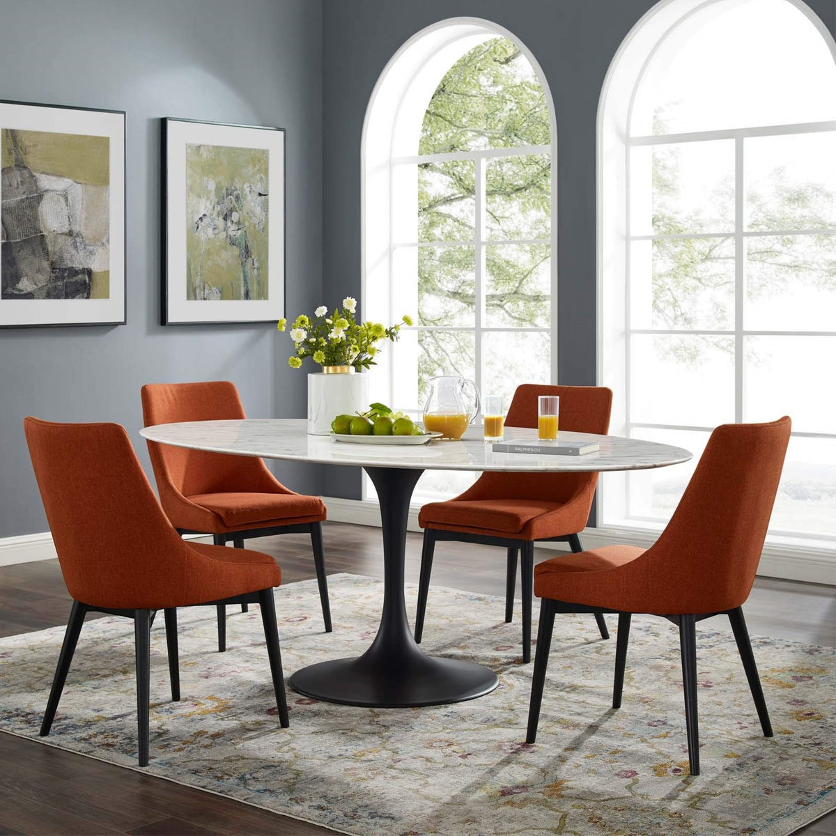 Yardlio Lippa Table: Iconic Modern Design, 78'' Oval Dining Table with Durable Finish