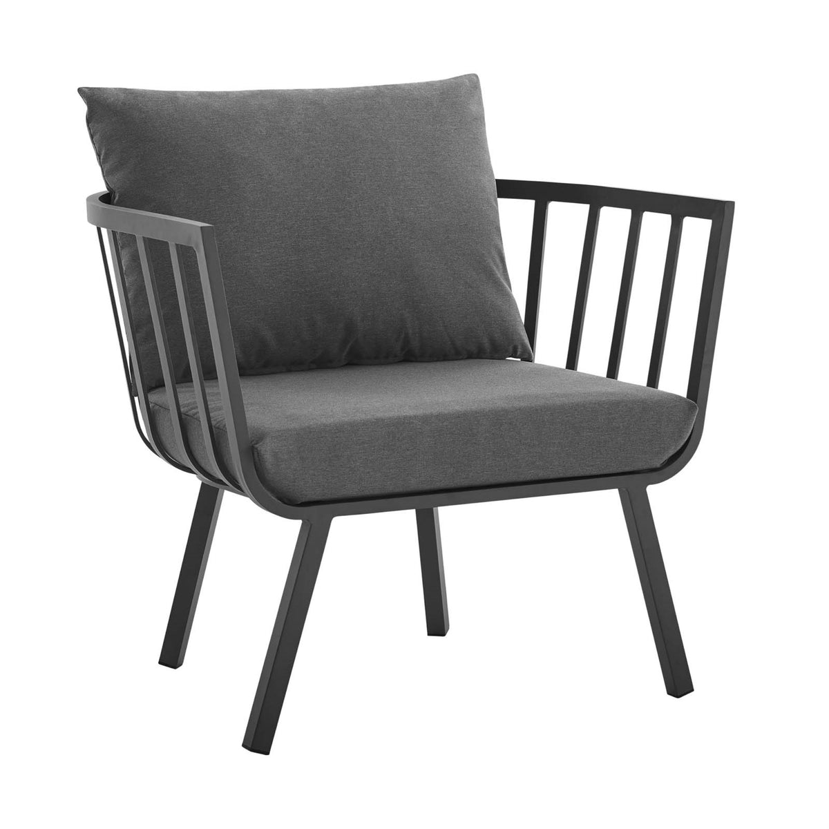 Riverside Outdoor Patio Aluminum Armchair - Coastal Style, UV-Resistant Cushions, Sturdy Frame, Foot Caps - Gray Charcoal