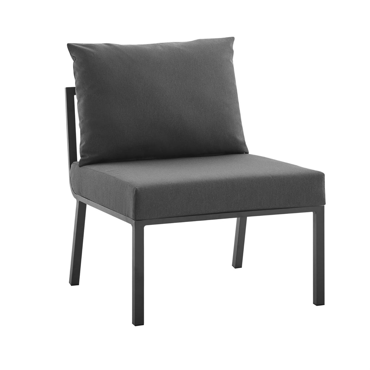 Riverside Outdoor Patio Aluminum Armless Chair - Coastal Design, UV-Resistant Cushions, Sturdy Frame, Foot Caps - Gray Charcoal