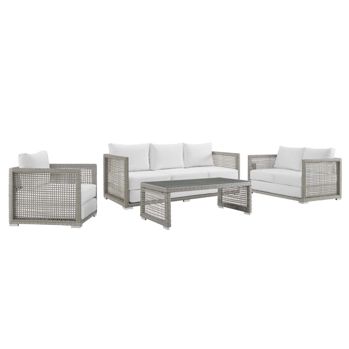 Aura Outdoor Patio Collection - Versatile & Stylish Wicker Rattan Furniture Set for Patio, Backyard, Poolside - Gray-on-Gray Des