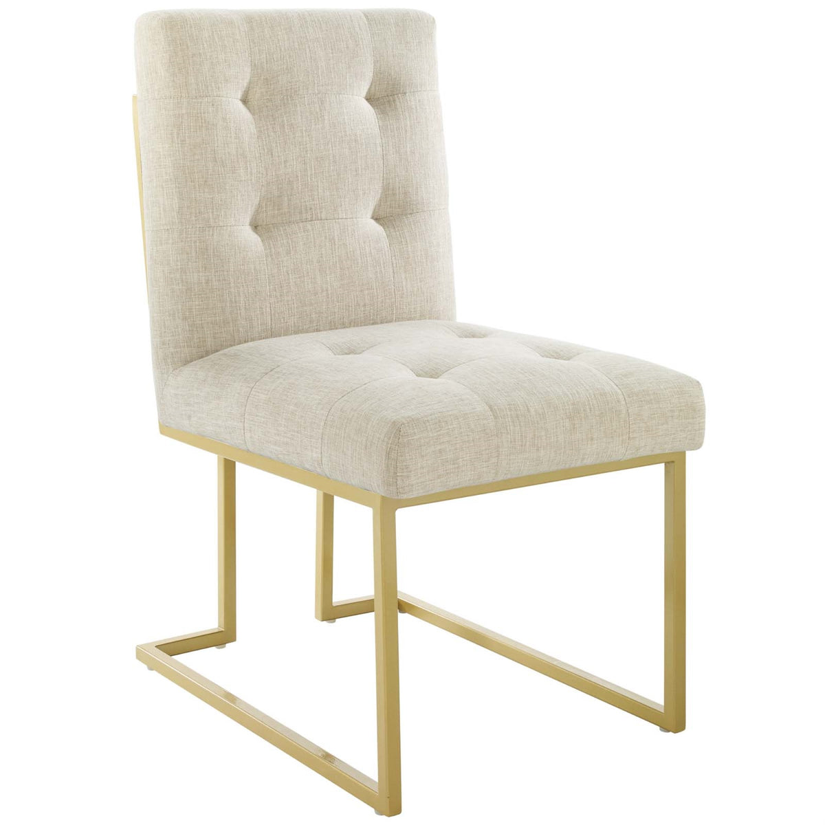 Privy Gold Stainless Steel Dining Chair - Glamorous Art Deco Design, Polyester Upholstery, Elegant Geometric Base - No Assembly 
