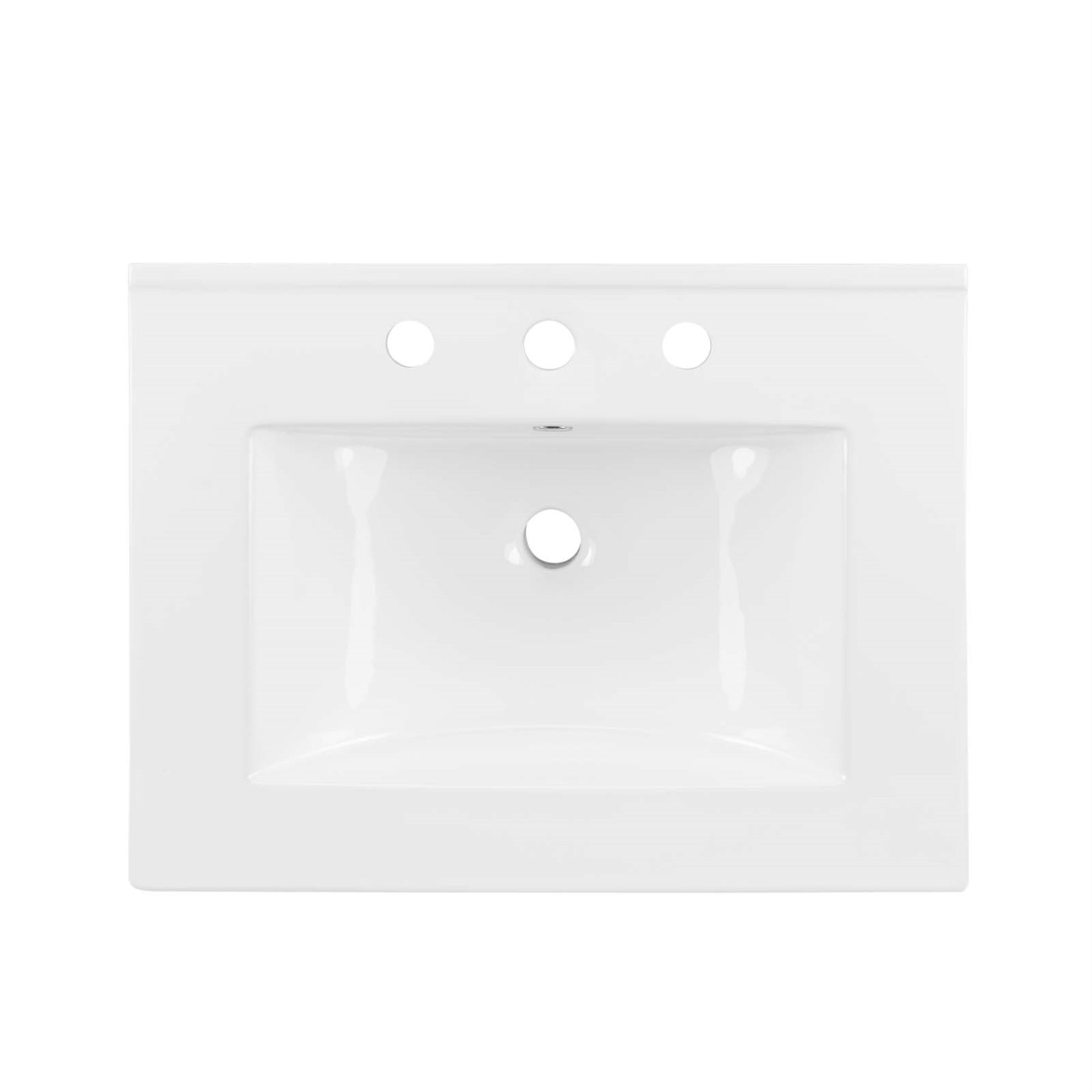 Cayman 24'' Bathroom Sink - Elegant & Modern Design, High-Quality Ceramic, 8'' Centerset, Integrated Countertop, Square Basin -