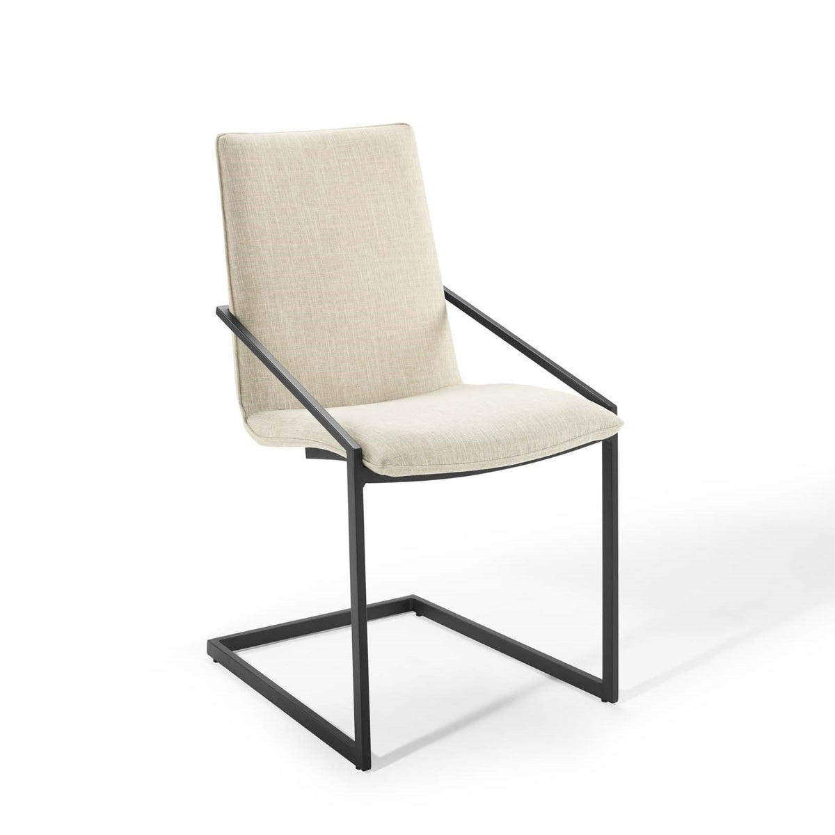Pitch Performance Fabric Dining Armchair - Modern Design, Sturdy Frame, Comfortable Seat - Set of 1, Black Beige