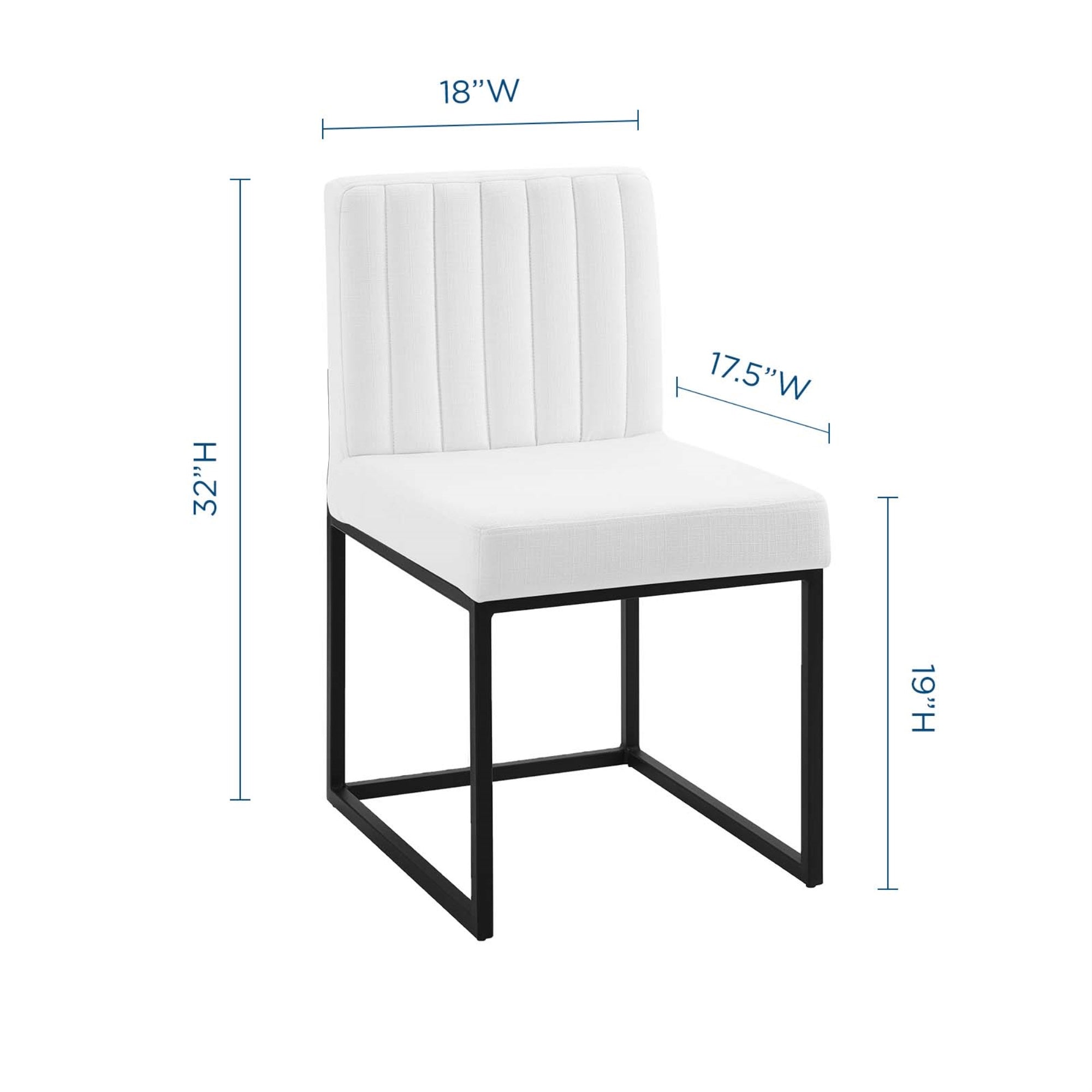 Modway Carriage Channel Tufted Sled Base Upholstered Fabric Dining Chair, Black White