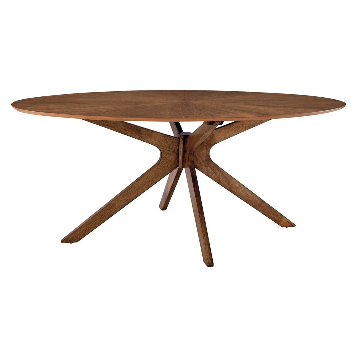 Crossroads 71'' Oval Pedestal Wood Dining Table - Walnut Veneer | Seats 8 | Elegant Intersecting Legs | Durable Rubberwood & MDF