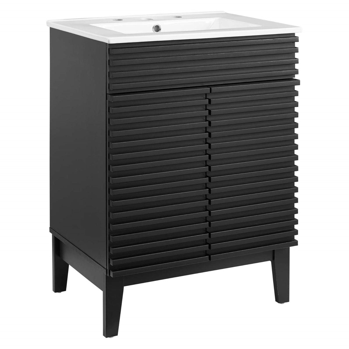 Yardlio Render Vanity - Mid-Century Charm, Walnut Grain Laminate, Adjustable Storage