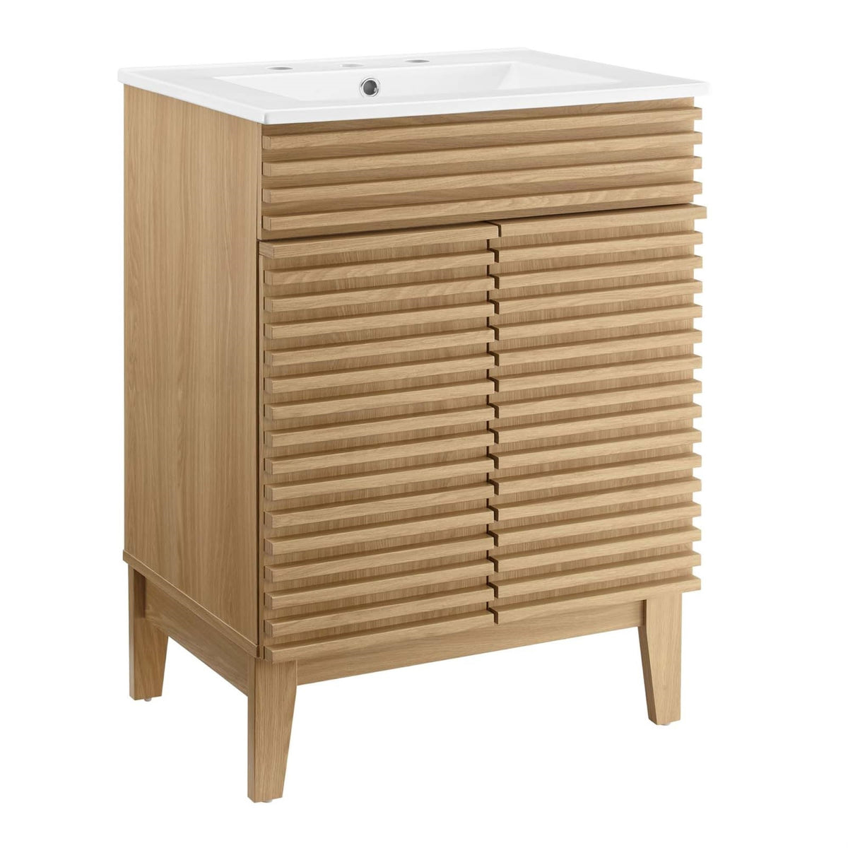 Yardlio Mid-Century Walnut Vanity - Durable, Elegant, Adjustable Storage