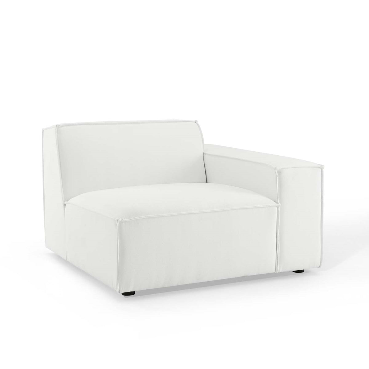 Exquisite Restore Upholstered Fabric Right-Arm Sectional Sofa Chair - Minimalist Elegance, Plush Seating, Sturdy Build - White