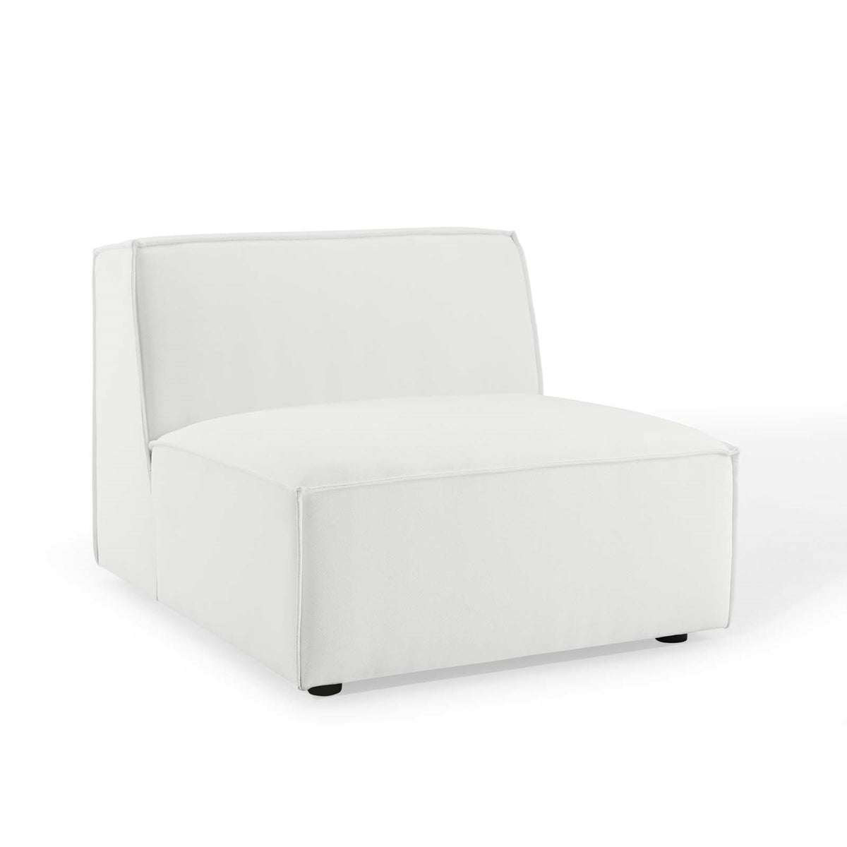 Restore Upholstered Fabric Sectional Sofa Armless Chair - Minimalist Design, French Piping, Foam Cushions, Sturdy Construction -