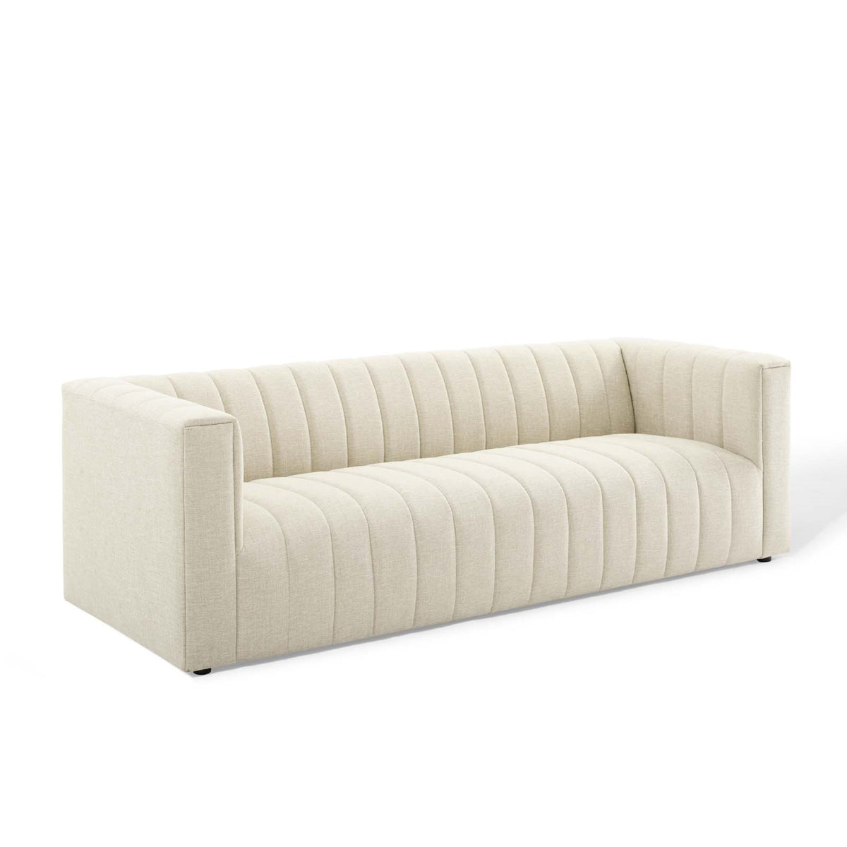 Reflection Channel Tufted Fabric Upholstered Sofa - Timeless Charm, Retro Modern Design, Comfortable & Durable, Soft Polyester U