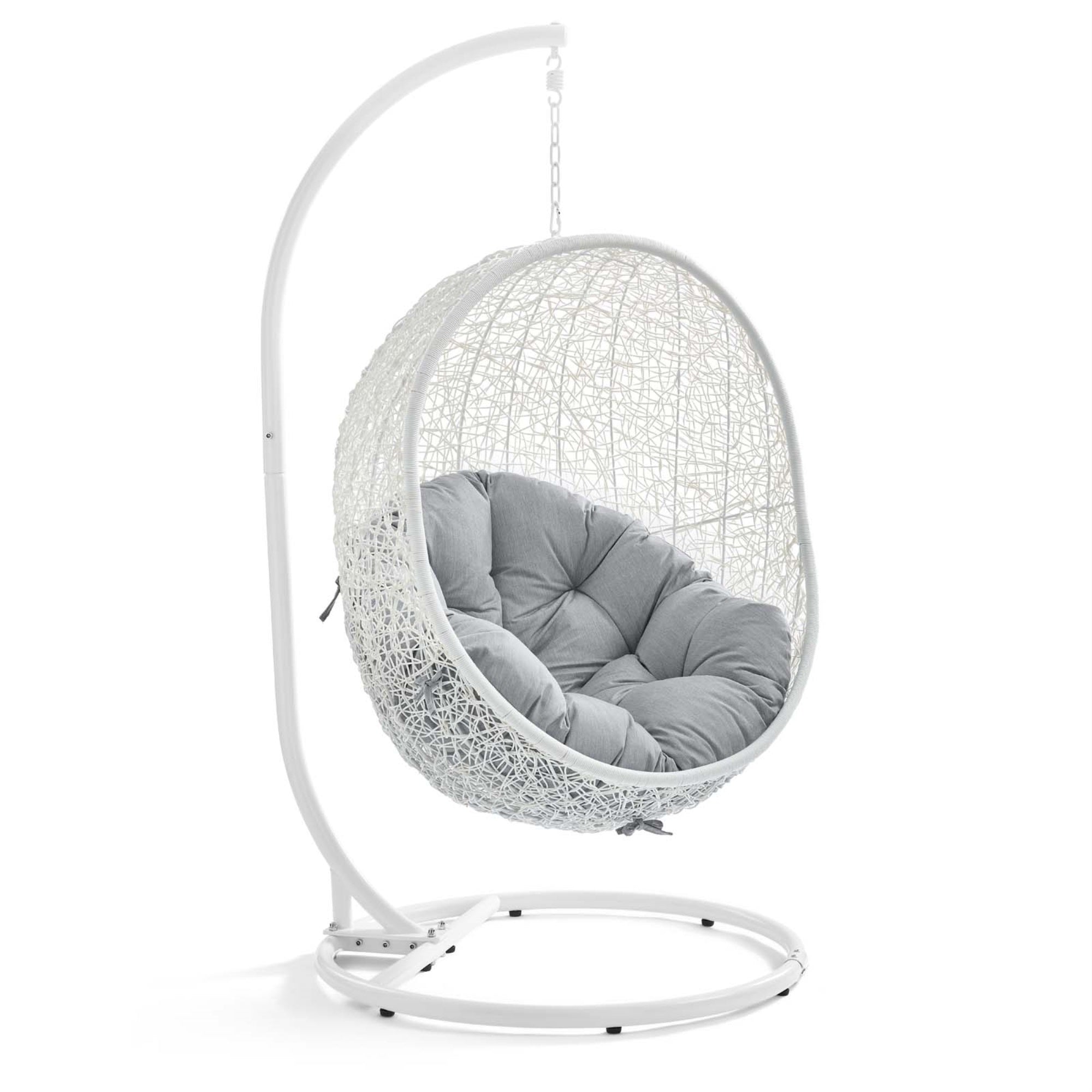 Hide Outdoor Patio Sunbrella Swing Chair With Stand White Gray