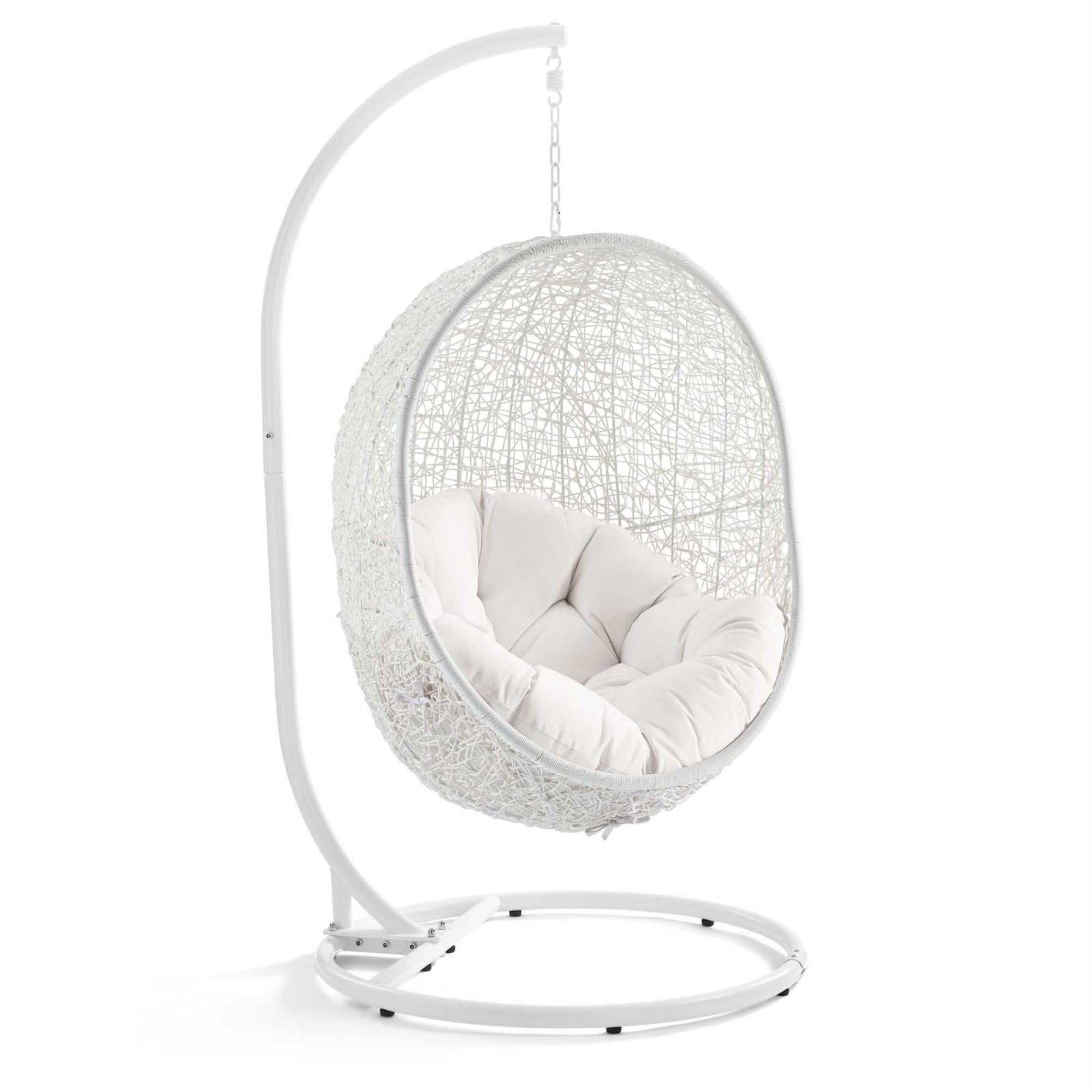 Hide Outdoor Patio Sunbrella Swing Chair With Stand White White