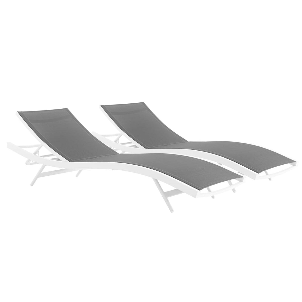 Glimpse Outdoor Patio Chaise Lounge Chair Set of 2 - Comfortable & Stylish, Breathable Mesh Seat, Adjustable Recline Positions, 