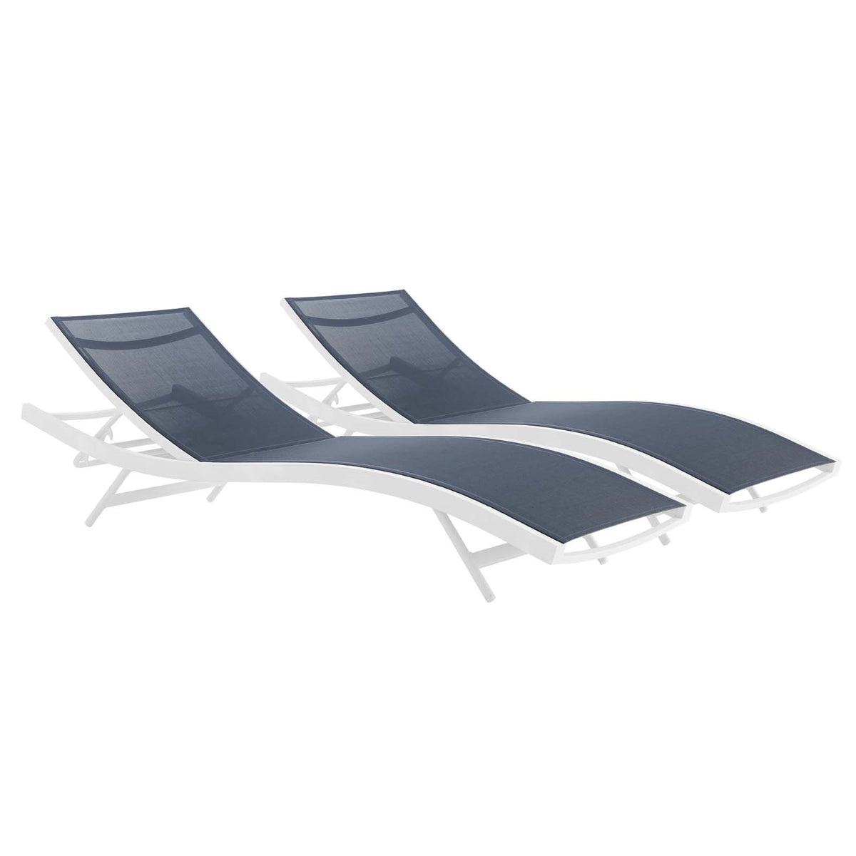 Glimpse Outdoor Patio Chaise Lounge Chair Set of 2 - Comfortable Textilene Mesh Seat, Adjustable Recline Positions, Durable Alum