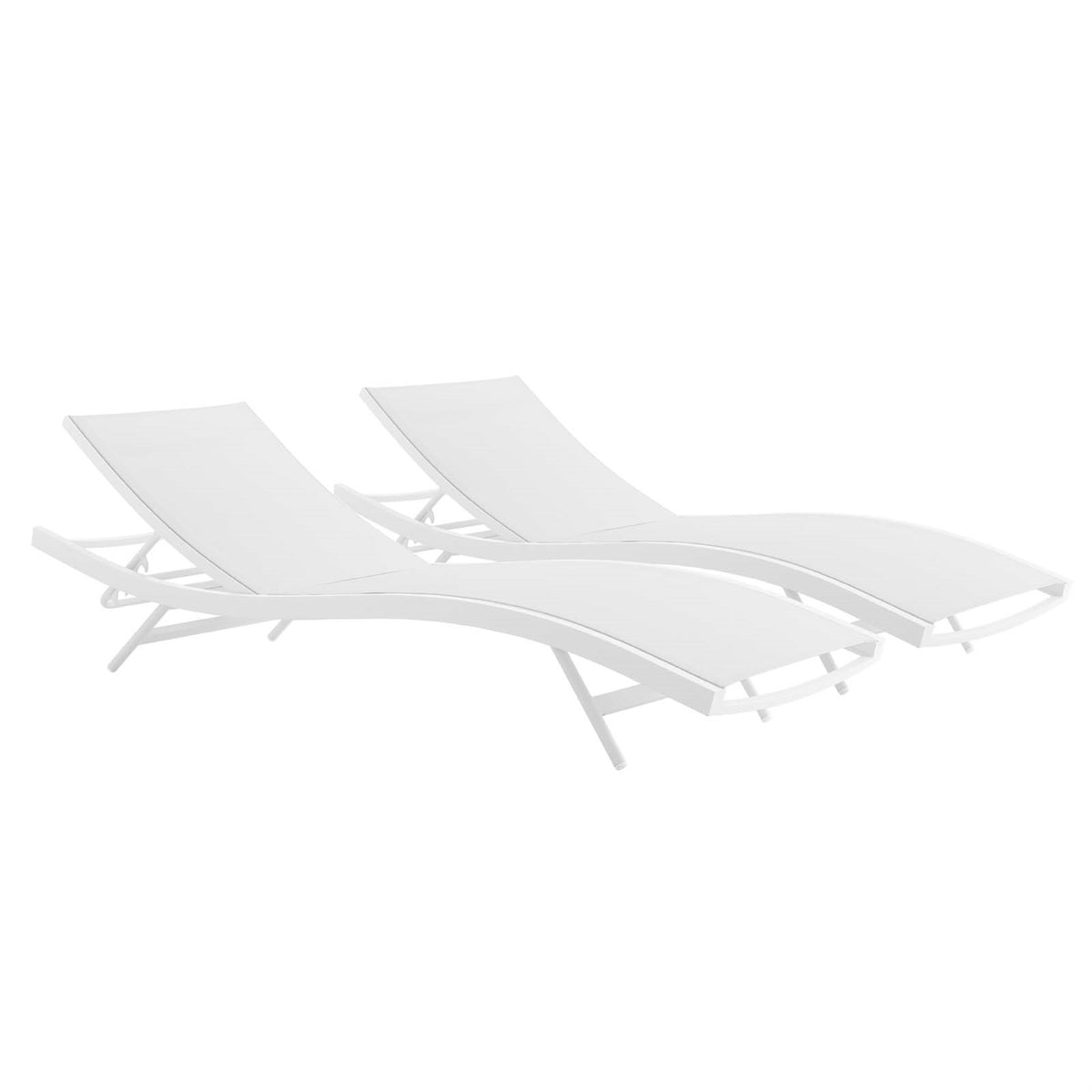 Glimpse Outdoor Patio Chaise Lounge Chair Set of 2 - Breathable Textilene Mesh, Adjustable Recline, Durable Aluminum Frame, Mode