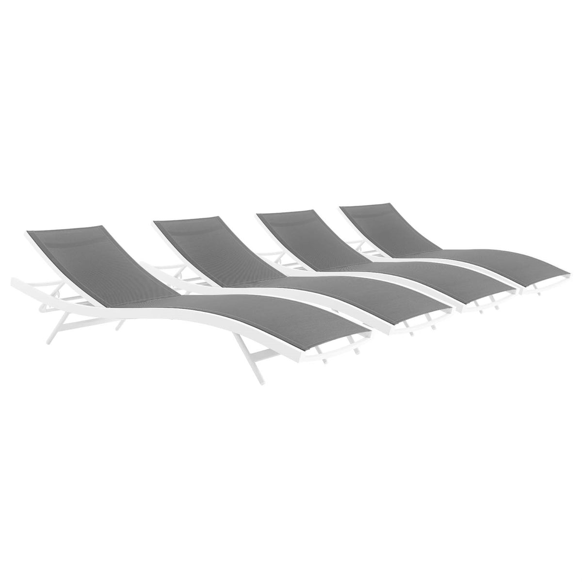 Glimpse Outdoor Patio Chaise Lounge Chair Set of 4 - Comfortable and Stylish, Breathable Mesh Seat, Adjustable Recline Positions