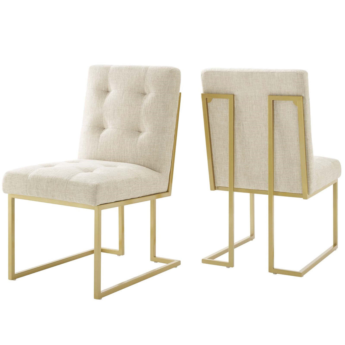 Privy Dining Accent Chair Set of 2 - Elegant Deco Design, Gold Stainless Steel Base, Contemporary Upholstery, 331 lbs Weight Cap