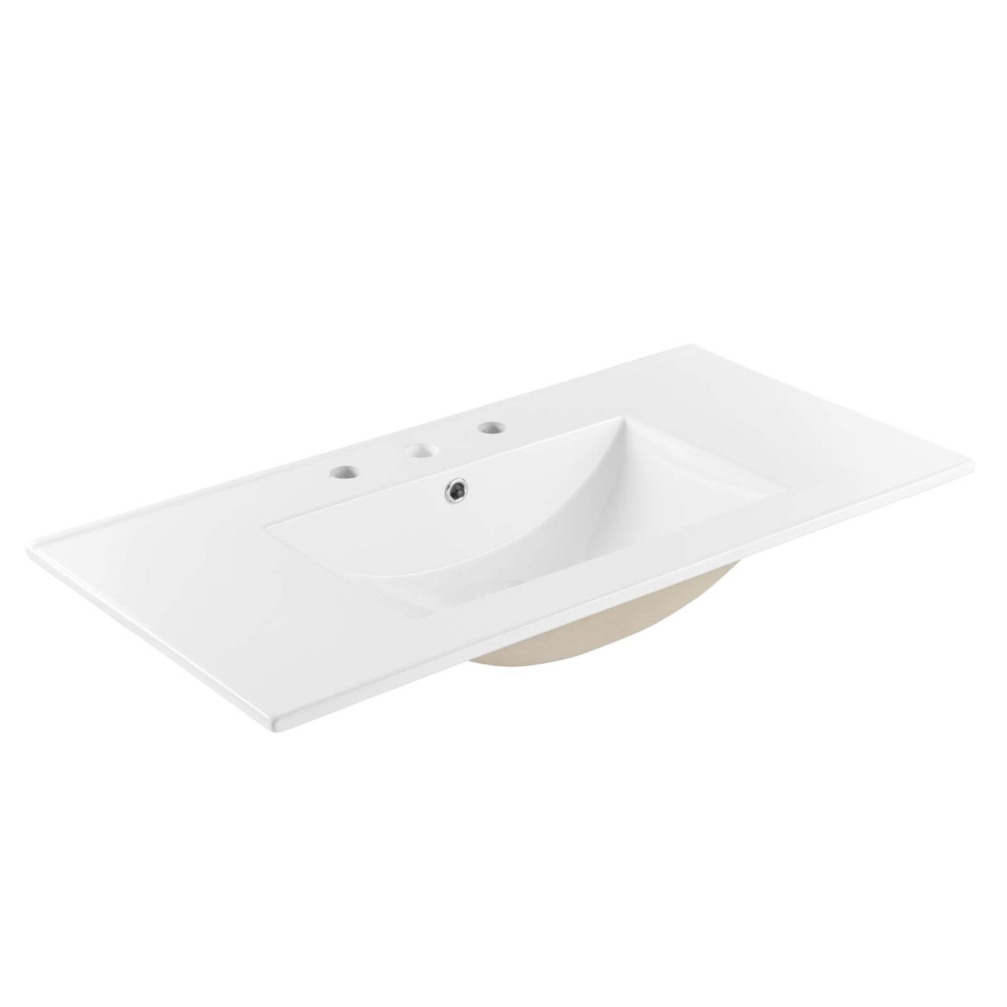 Cayman 36'' Bathroom Sink - Sleek & Contemporary Design, 8'' Centerset, Integrated Countertop, Stylish Squared Basin - High-Qual