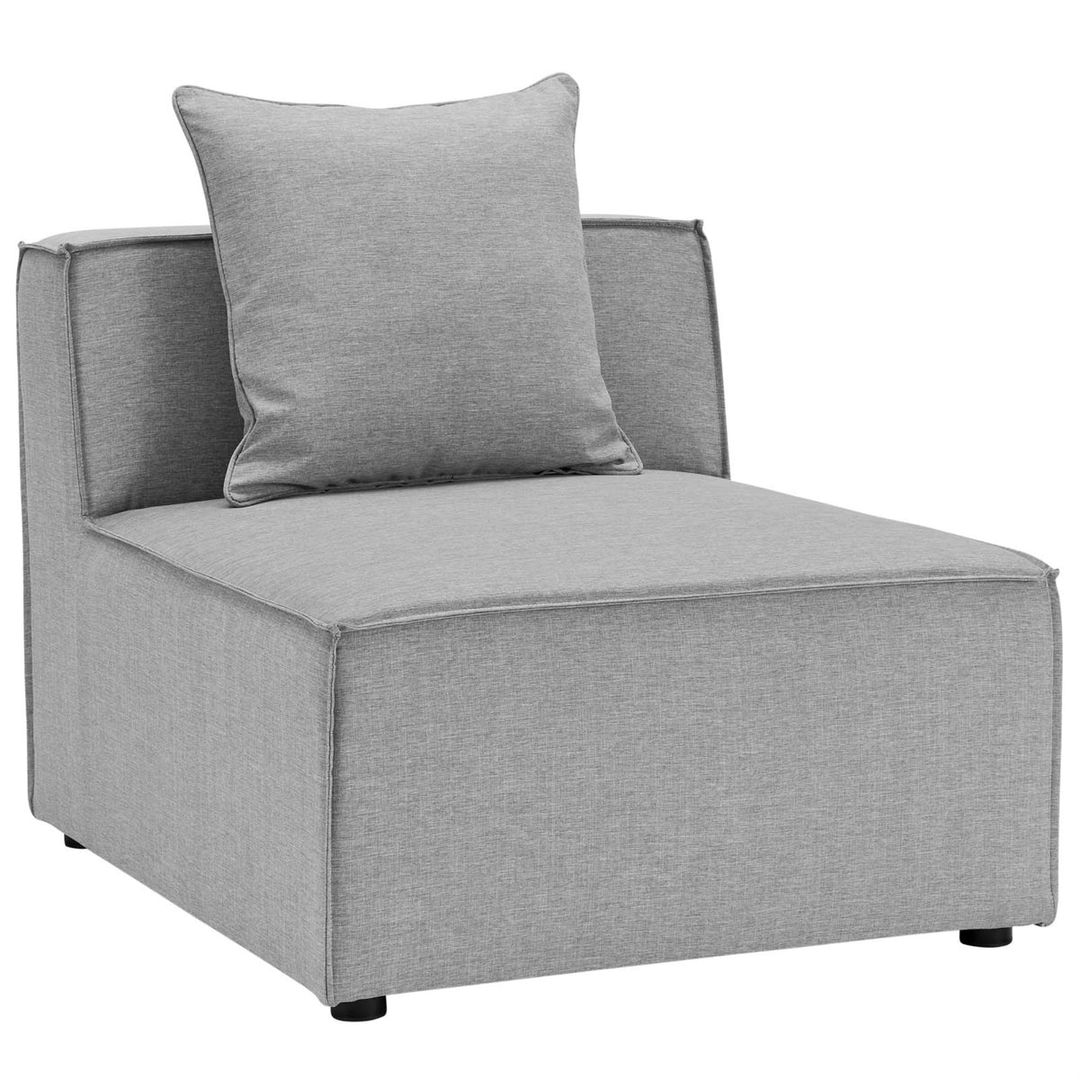 Outdoor Patio Saybrook Upholstered Sectional Sofa Armless Chair - Weather-Resistant, UV-Resistant, French Piping, Aluminum Frame