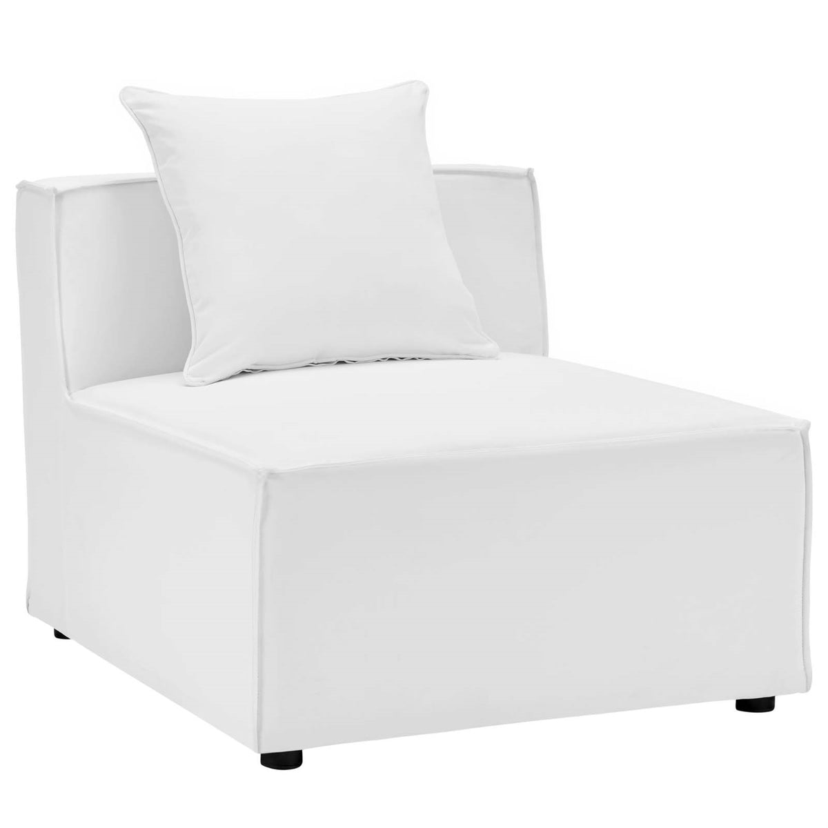 Outdoor Patio Saybrook Upholstered Sectional Sofa Armless Chair - Weather-Resistant, UV-Protected Fabric, French Piping Accents 