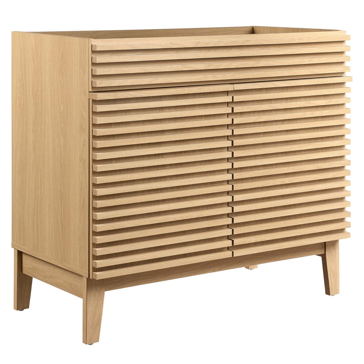 Ergode 36'' Mid-Century Bathroom Vanity Cabinet - Durable Particleboard Frame, Sleek Laminate Finish, Adjustable Storage Shelf. 