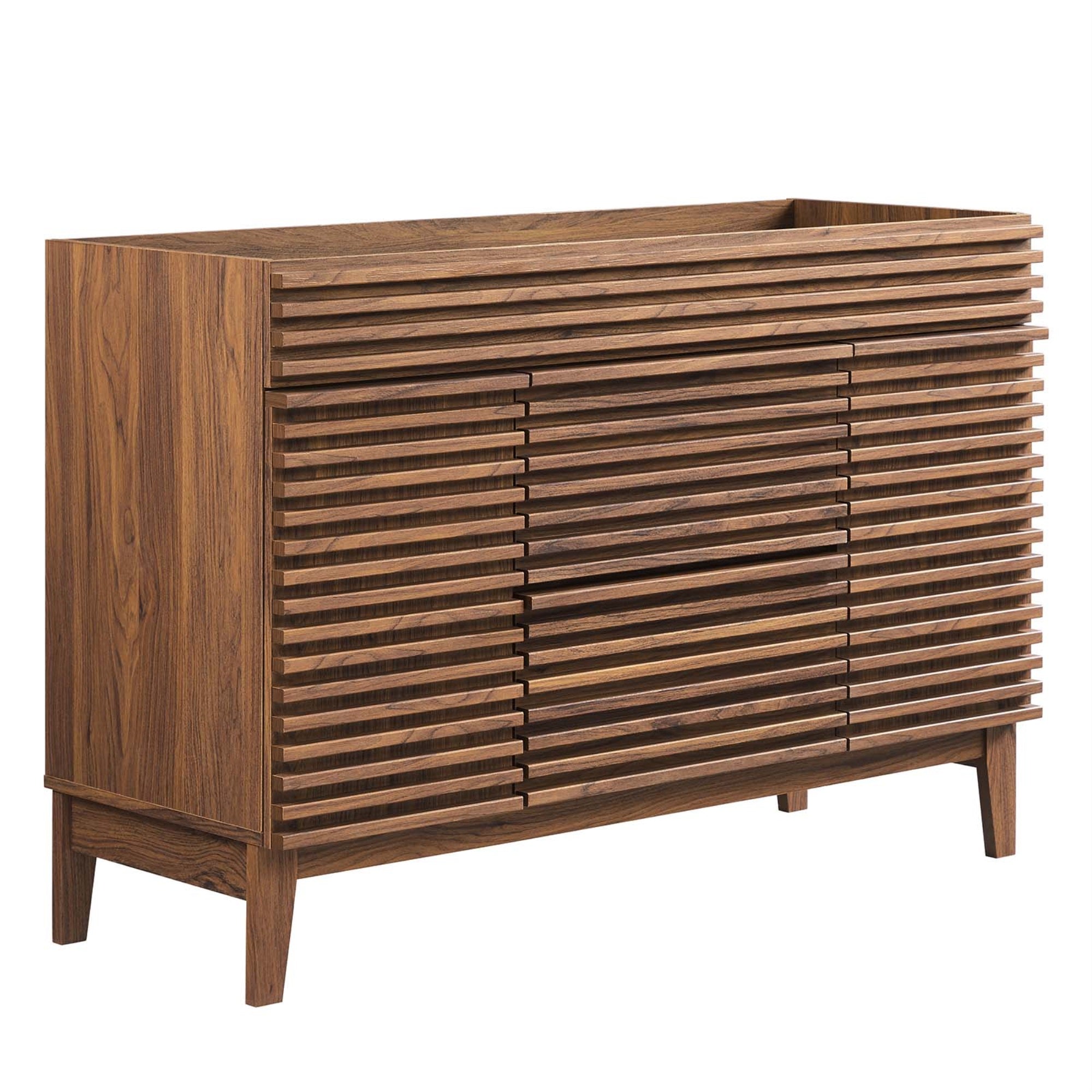 Ergode 48'' Mid-Century Bathroom Vanity - Sleek Laminate Finish, Tapered Wood Legs, Ample Storage Space