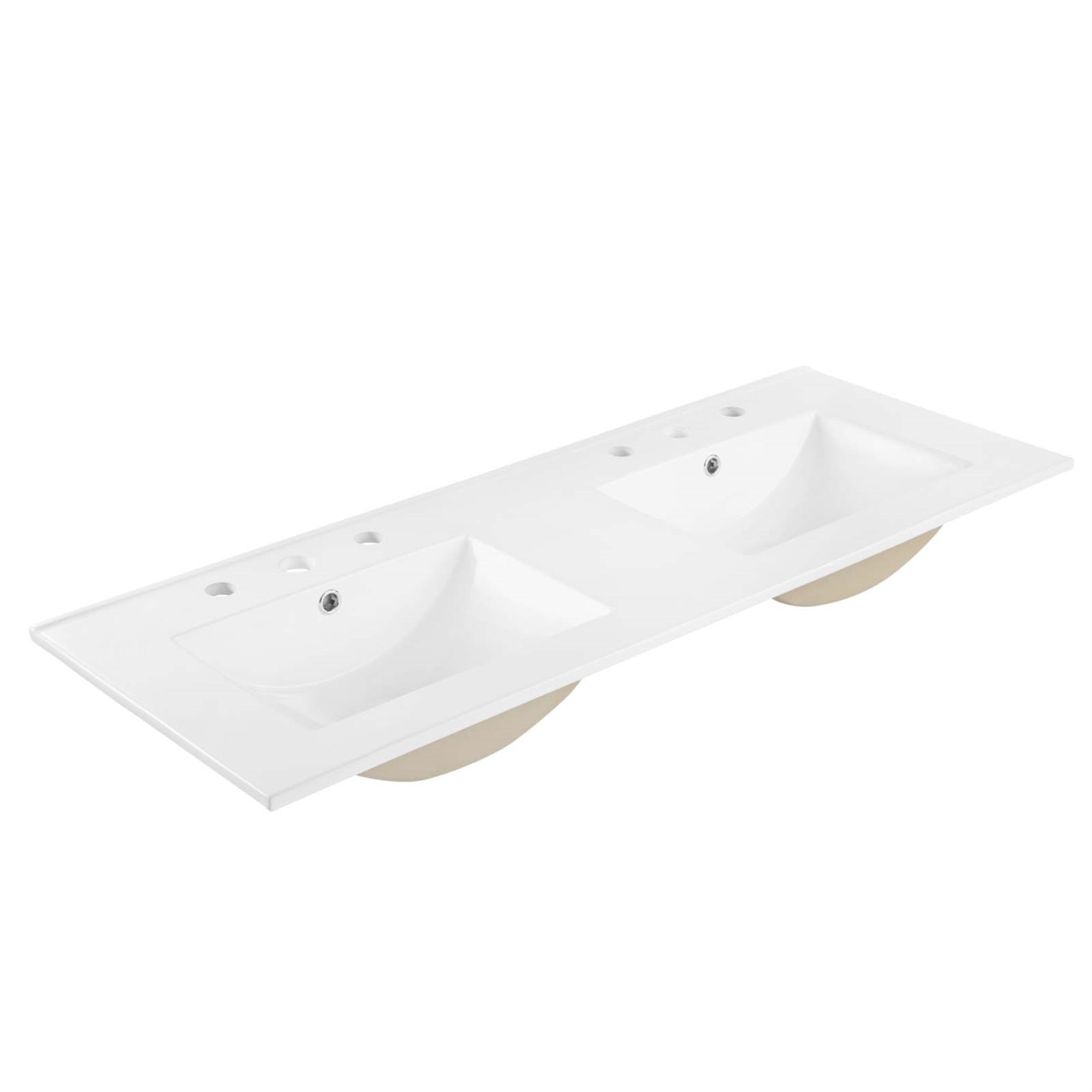 Ergode 48'' Double Basin Bathroom Sink - Stylish & Contemporary Design, Dual Ceramic Basins, Integrated Countertop, 8'' Centerse