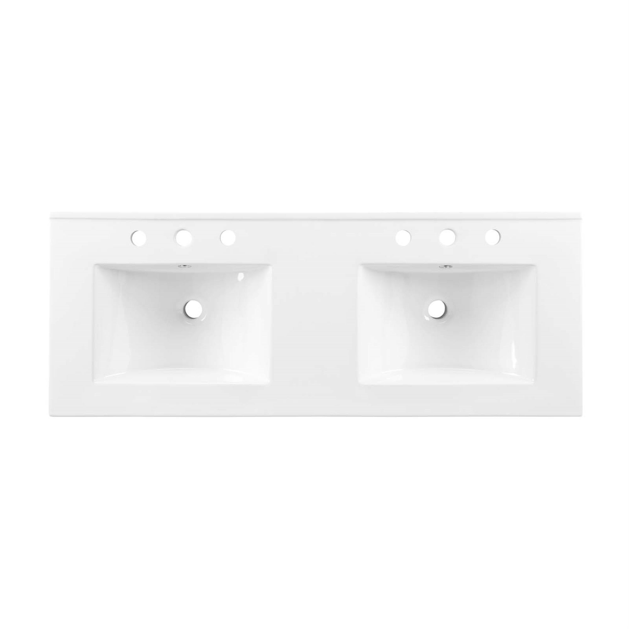 Ergode 48'' Double Basin Bathroom Sink - Stylish & Contemporary Design, Dual Ceramic Basins, Integrated Countertop, 8'' Centerse